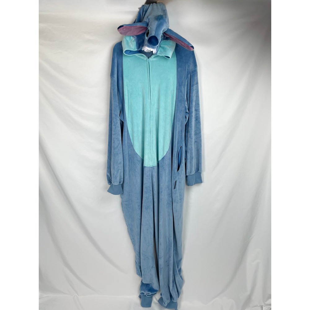 Spirit Halloween Adult L/XL Disney Lilo Stitch One Piece Costume Blue Hood